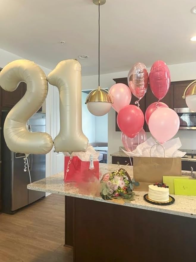 Number Balloons 6 Balloon 40 inch Cream - Image 4