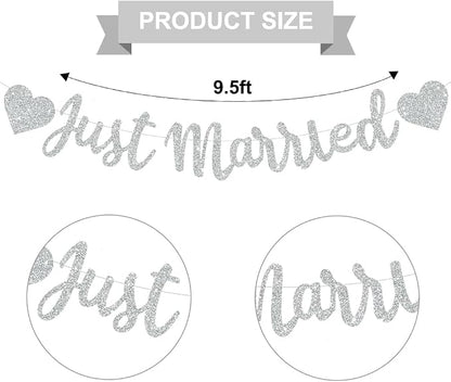 BEISHIDA Silvery Just Married Banner - Image 3