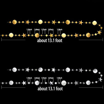 Gold Party Decoration Gold Star Circle Dot Hanging Garland Hanging Streamer - Image 3