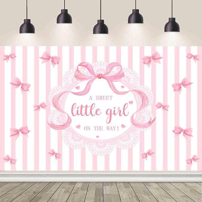 AIBIIN 10x7ft A Sweet Little Girl is on The Way Photography Background Pink Bow by AIBIIN