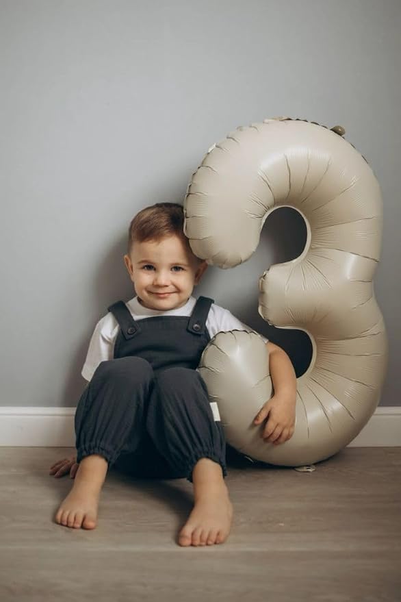3 Balloon Number 40 Inch Cream Balloons - Image 3