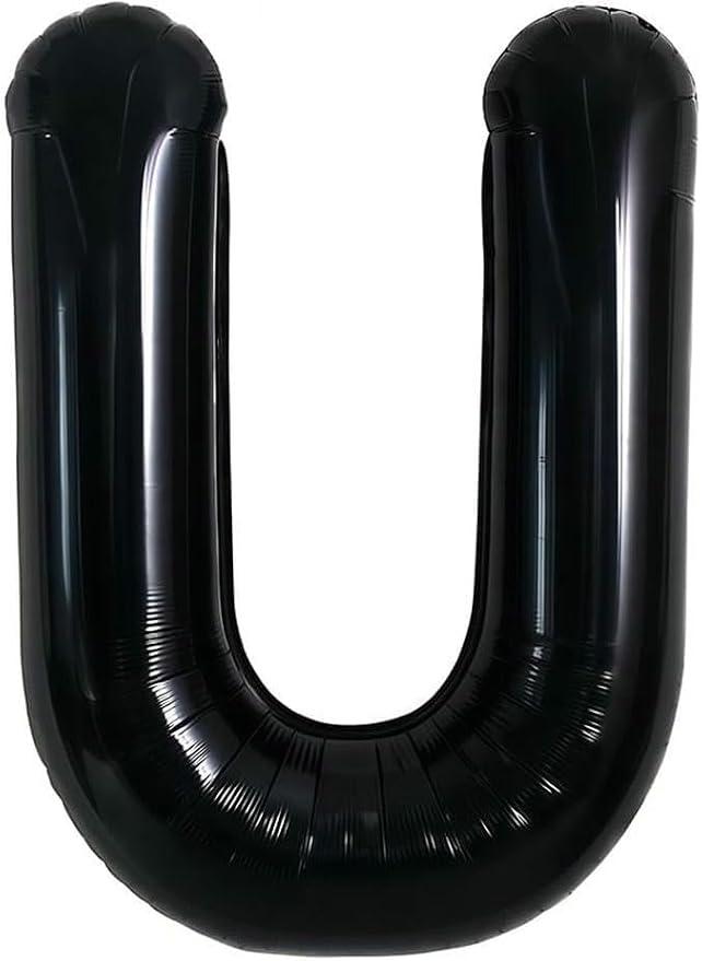 40 Inch Black Letter U Foil Balloon, Large Jumbo Mylar Helium Alphabet Balloon by Unknown