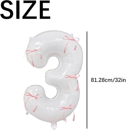 32 Inch White Number Foil Balloon - Image 4