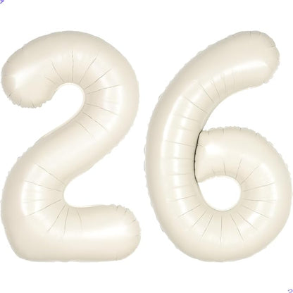 Cream White Number 26 62 Balloon by Unknown