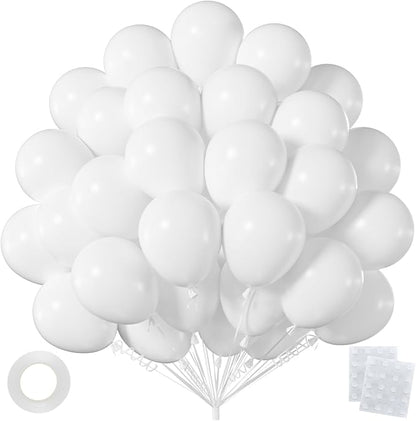 50pcs 12 Inch Helium Matte White Latex Balloons | Premium Quality White Balloons by OWPFJG