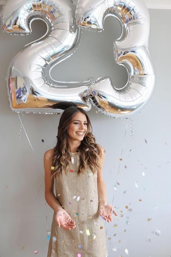23 Balloon 40 inch Silver Number Balloons - Image 5
