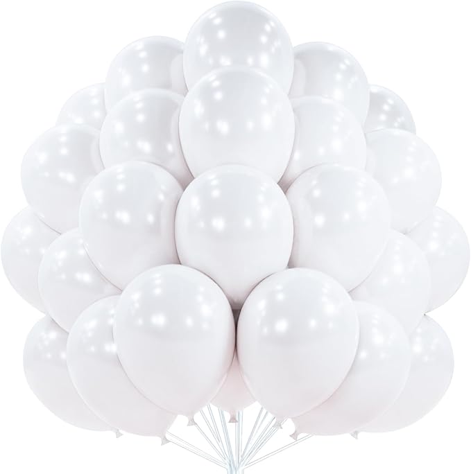 PartyWoo Pearl White Balloons 50pcs Metallic White Color 12 Inch | Balloons by PartyWoo