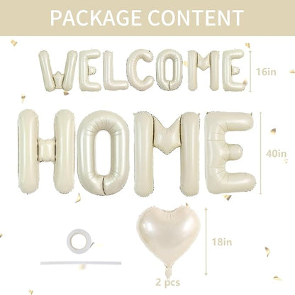 TONIFUL 2 Size Cream White WELCOME HOME Foil Letter Balloons Banner Decor | - Image 2