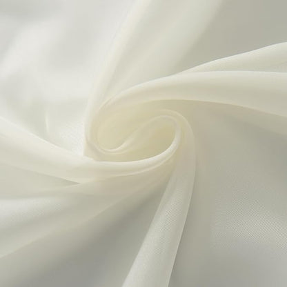 SpaceDresser Ivory Sheer Curtains 4 Panels Rod Pocket Semi-Sheer Curtain 108 - Image 8