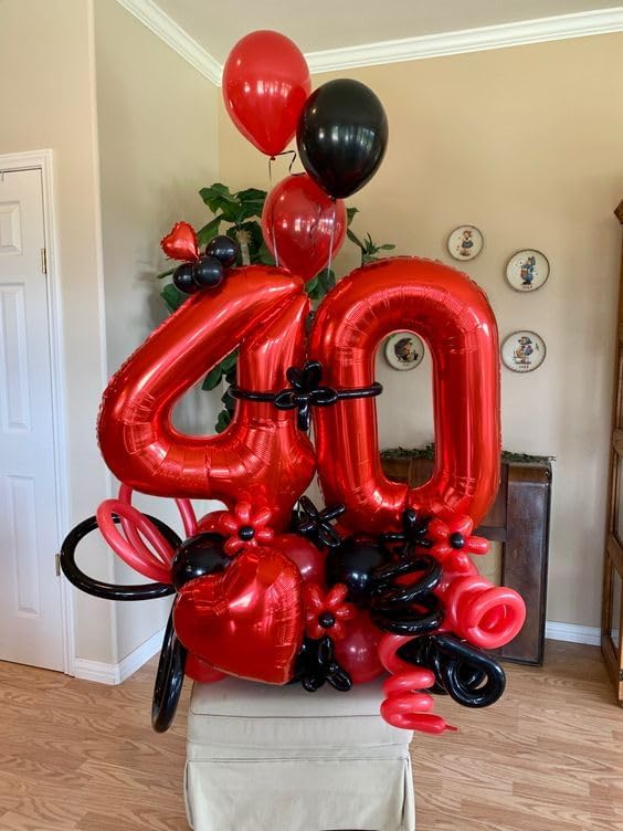 Red 9 Balloon - Number Balloon 40 Inch, 9th Red Birthday Decorations | Large - Image 6