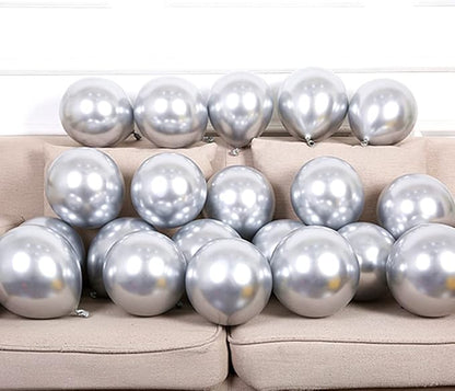 KBZVNAF Silver Metallic Chrome Latex Balloons - Image 3