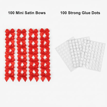 100 Mini Satin Bows with Adhesive Dots, Small Decorative Ribbon Bows - Image 3