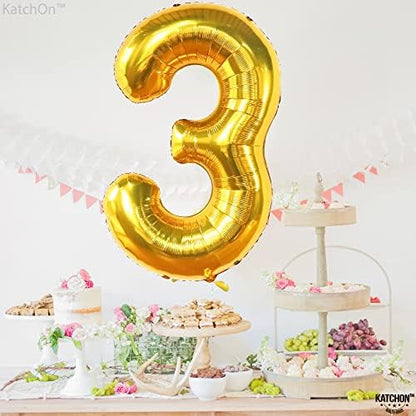 KatchOn Gold Number 3 Balloon 40 Inch, Birthday Decorations - Image 8