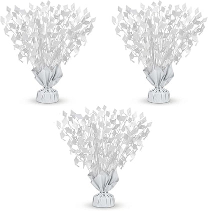 PMU 3 Pcs White Graduation Balloon Weights, Graduation Centerpieces by PMU