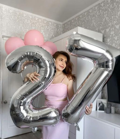 Silver Number 7 Balloon 40 inch, Balloon numbers party supplies, deco photo - Image 6