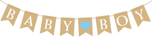 Baby Boy Banner for Party Decorations – It’s a Boy Sign, Rustic Garland by SUWOW
