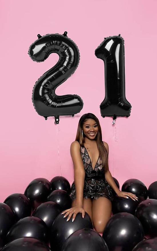 Number Balloons 21 Balloon 40 inch Black - Image 2