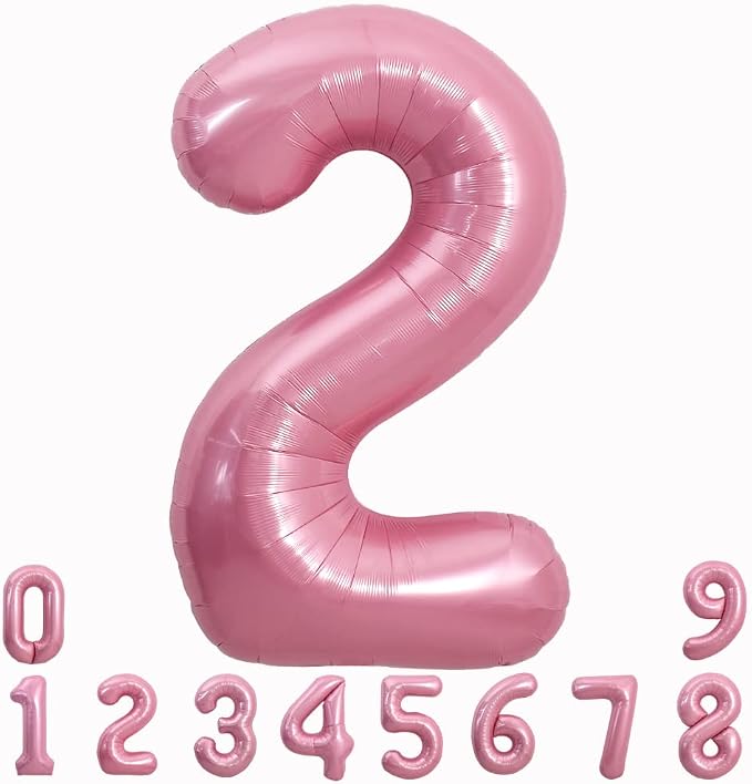 TONIFUL 40 Inch Pink Number 2 Balloons Large Foil 2nd Birthday Decorations | by TONIFUL