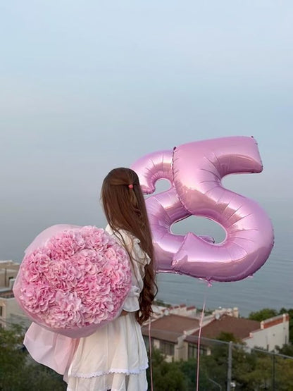 2 Balloon Numbers 40Inch Pearl Pink Party Decorations - Image 5