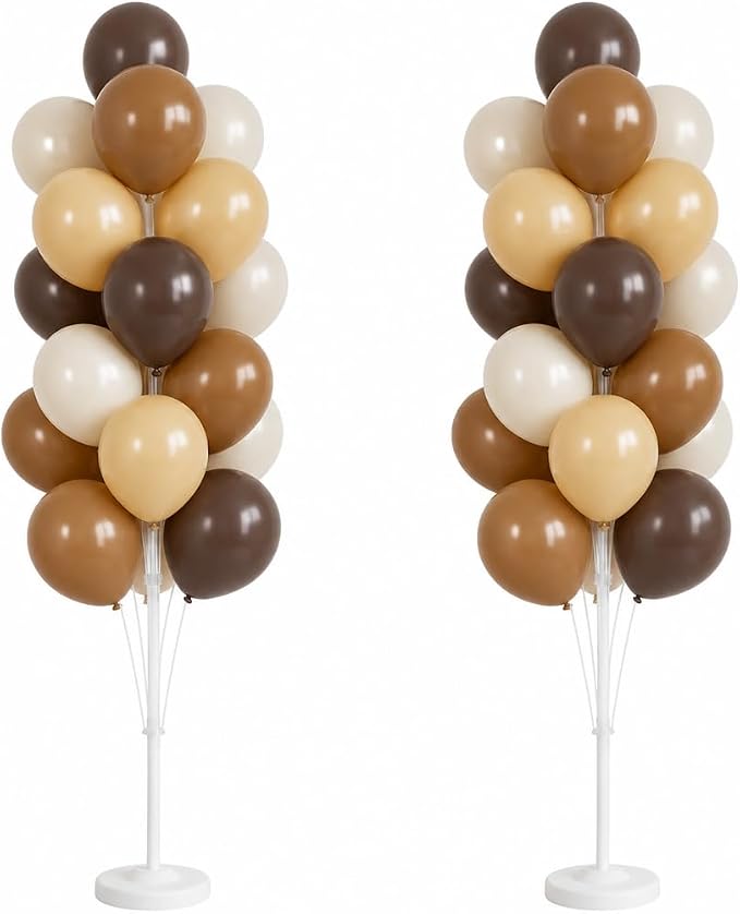 Hiins Brown Balloon Stand Kit Set of 2 by HiinsPartyDecoration