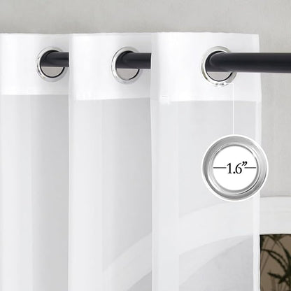 NICETOWN White Sheer Kitchen Window Curtains 24 inches Long, Grommet Short - Image 2