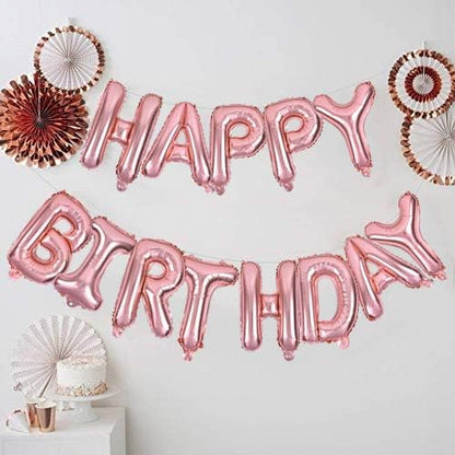 TONIFUL Rose Gold Happy Birthday Balloon Banner Decorations - Image 4