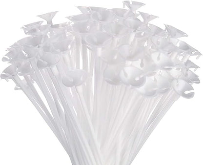 PP OPOUNT 50 Pieces Balloon Sticks Upgraded Version 12.6 Inch White Balloon by PPOPOUNT