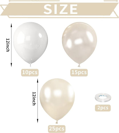 Pearl White Balloons, Pearl Sand White Double-Stuffed Ivory Latex Balloon - Image 2
