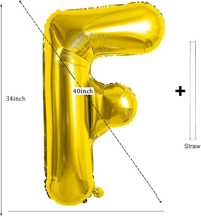 Gold Letter Balloons 40 Inch Large Letter F Balloon Aluminum | Foil Mylar Big - Image 2