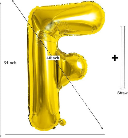 Gold Letter Balloons 40 Inch Large Letter F Balloon Aluminum | Foil Mylar Big - Image 2
