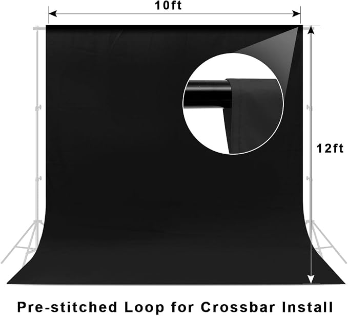10X12ft Black Backdrop, LCUIRC Photo Backdrop Curtain Polyester Background - Image 3