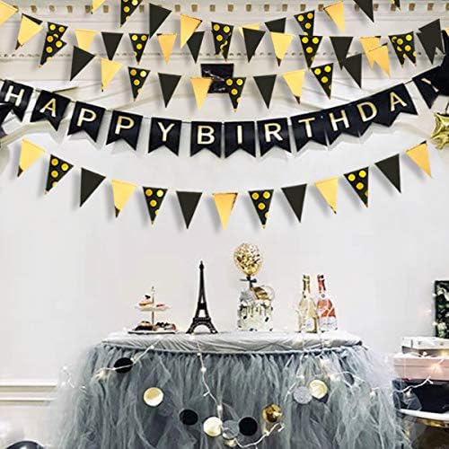 30Ft Black Gold Party Decorations Polka Dot Pennant Banner Paper Circle Dot - Image 5