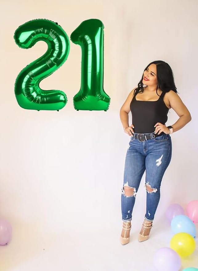 Number 1 Balloon Birthday Decorations, 40In Dark Green Balloons - Image 3