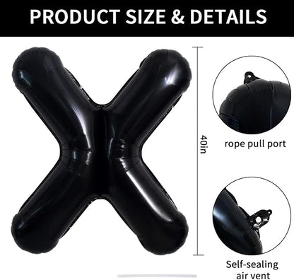 TONIFUL 40 Inch Large Black X Letter Balloon - Image 2