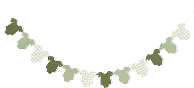 Saga Green Bodysuit Banner, Baby Shower Decoration | Girl Boy Baby Shower Decor - Image 3