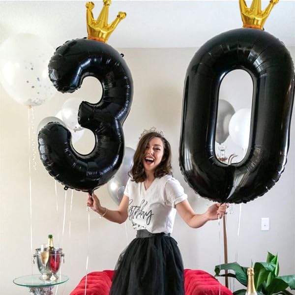 Black Crown Number 7 Balloon, 40 Inch Number 0-9 Set - Image 4