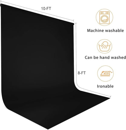10 x 8 FT Black Backdrop for Photography, Polyester Fabric Background | Pure - Image 4