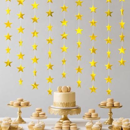 Gold Shining Star Hanging Garland Gold Hanging Sparkling Star Streamer Glitter - Image 2