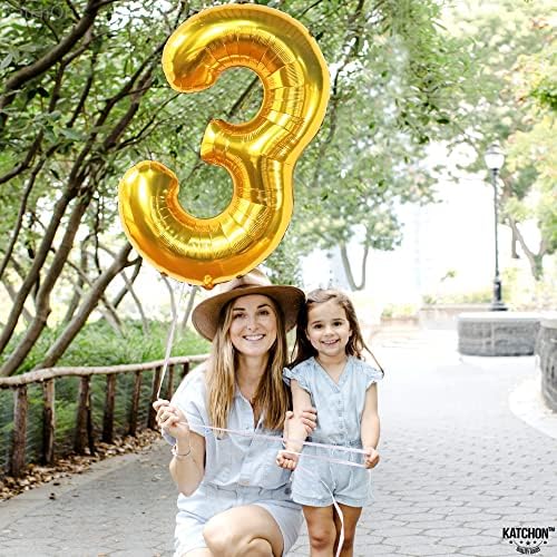 KatchOn Gold Number 3 Balloon 40 Inch, Birthday Decorations - Image 7