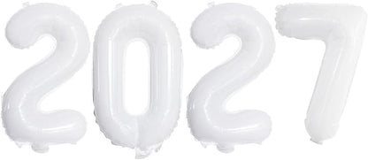 White 2027 Foil Number Balloons by GOER