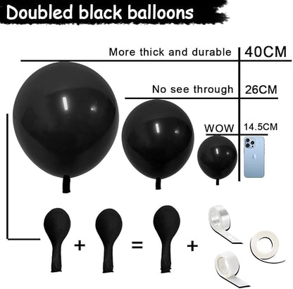 Black Balloons Double Stuffed Balloon Garland Arch Kit Latex Different Size - Image 3