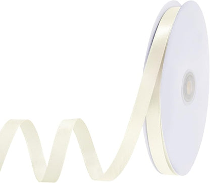 woric 120 Yards Ivory Satin Ribbon 3/8 Inch Thin Cream Ribbons | Single-sided by woric