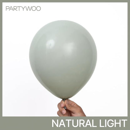 PartyWoo Dusty Green Balloons 140pcs Different Sizes Pack of 18 12 10 5 Inch - Image 3