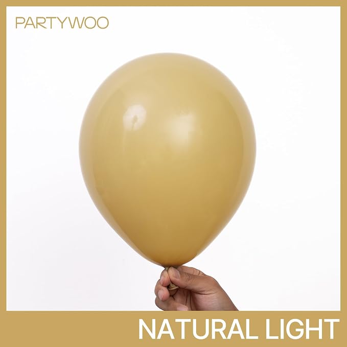 PartyWoo Light Brown Balloons 100pcs Neutral Boho Coffee Color | 18 12 10 5 - Image 3