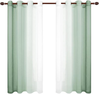 DWCN Light Sage Faux Linen Ombre Sheer Curtains - Image 8