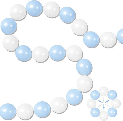100PCS Blue and White Link Balloons, Baby Light Blue White Linking Balloons by Govpy