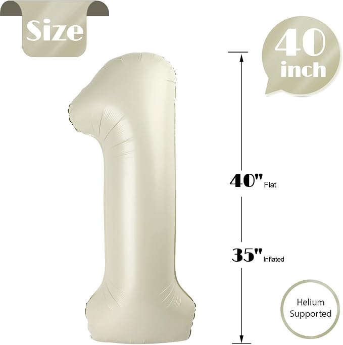 Cream 1 Balloon - Image 5