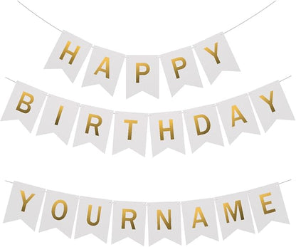 White Happy Birthday Bunting by Uorbmaio