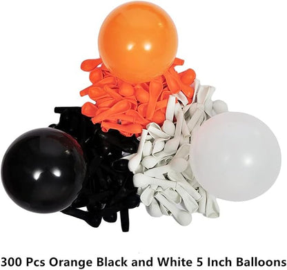300 Pack Orange Black and White Balloons - Image 2