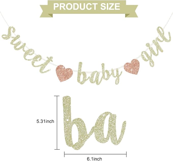 BEISHIDA Pre-Strung Glitter Champagne Girl Baby Banner Baby Shower Decor | NO - Image 2